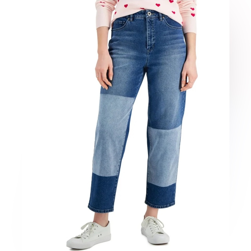 🆕 Style & Co. Two-Tone Straight Crop Jeans Shadow Wash